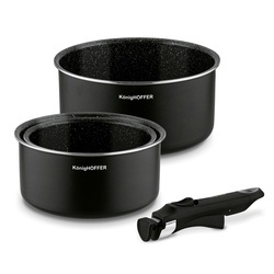 Zestaw garnków z odpinaną rączką Konighoffer Spinel Black 4 elementy indukcja