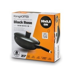 Patelnia WOK na indukcję z pokrywką Konighoffer Black Rose 30 cm