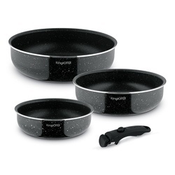 Komplet patelni głębokich z odpinaną rączką Konighoffer Spinel Black 20 / 24 / 28 cm indukcja