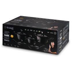 Zestaw garnków na indukcję z powłoką marmurową Starke Pro Dark 10 elementów