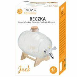 Beczka szklana na stojaku Tadar Jack z korkiem i kranikiem 1 l