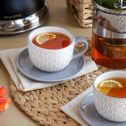Filiżanka ze spodkiem ceramiczna Tadar Trójkąt 320 ml