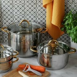 Garnek na indukcję ze stali nierdzewnej Konighoffer Faro Gold 9,2 l