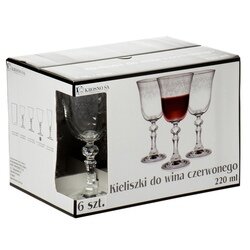 Kieliszki do wina zdobione Krosno Krista 220 ml 6 szt.