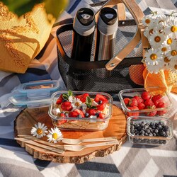 Komplet 3 szklanych pojemników na żywność Konighoffer Largo 350 ml 600 ml 1000 ml