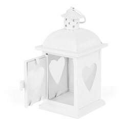 Lampion metalowy Tadar Heart 8,2 x 8,2 x 17 cm biały