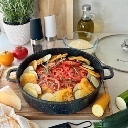 Patelnia na indukcję głęboka krótkie uchwyty Konighoffer Pollo Black 32 x 8 cm