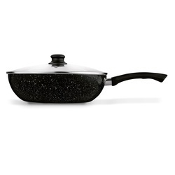 Patelnia WOK z pokrywką Tadar Marmara Black 30 x 8,5 cm
