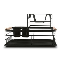 Suszarka 2-poziomowa do naczyń z ociekaczem i tacą Tadar 43 x 29 x 27 cm czarna