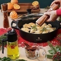 Szklana butelka na ocet i oliwę ze spryskiwaczem Tadar 450 ml czarna