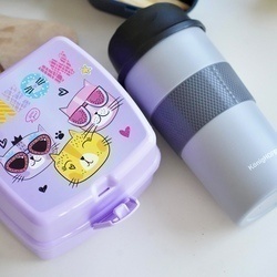 Lunch box z przegródkami widelcem i nożem dla dzieci Tuffex 14 x 15 x 9 cm mix kolorów