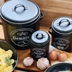 Zestaw 3 metalowych pojemników kuchennych Tadar Ziemniaki Cebula Czosnek