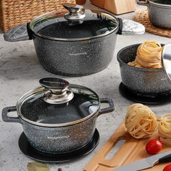 Zestaw garnków Konighoffer Pollo Grey 8 elementów 2 nakładki i 2 podkładki
