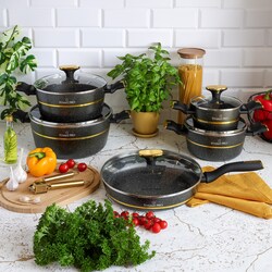 Zestaw garnków na indukcję Starke Pro Golden Marble 10 elementów
