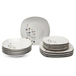 Zestaw kwadratowych talerzy porcelanowych Tadar Fiorello 18 elementów