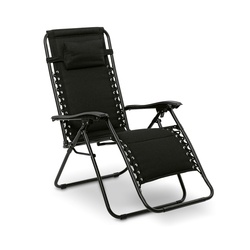 Leżak ogrodowy plażowy grawitacyjny Tadar Black 63 x 160 x 80 cm