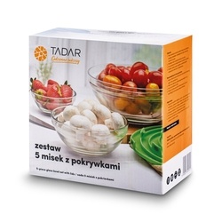 Miski szklane z pokrywkami Tadar 9 cm 10,5 cm 12,5 cm 14 cm 17 cm niebieskie