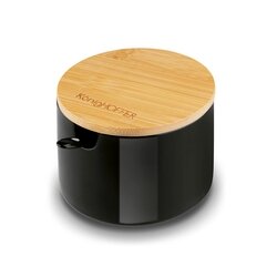 Cukiernica z łyżeczką i bambusową pokrywką porcelanowa NBC Konighoffer 350 ml czarna