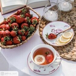 Dzbanek porcelanowy z filiżanką i spodkiem Tadar Flamingo 400 ml/250 ml