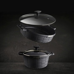 Garnek na indukcję z powłoką marmurową i pokrywką Starke Pro Crows Marble 6,2 l
