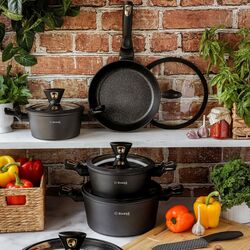 Garnek na indukcję z powłoką marmurową Starke Pro Dark Gold 6 l