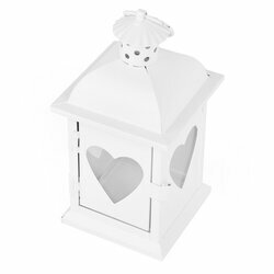 Lampion metalowy Tadar Heart 8,2 x 8,2 x 17 cm biały