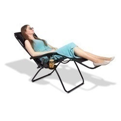 Leżaki ogrodowe plażowe grawitacyjne Tadar 66 x 160 cm czarne 2 sztuki