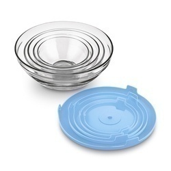 Miski szklane z pokrywkami Tadar 9 cm 10,5 cm 12,5 cm 14 cm 17 cm niebieskie
