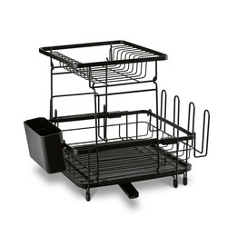 Suszarka do naczyń dwupoziomowa z ociekaczem Konighoffer 57 x 34 x 32,5 cm czarna