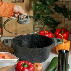 Zestaw 3 garnków i 2 patelni na indukcję Konighoffer Arancini oraz 10 akcesoriów kuchennych
