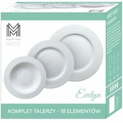 Zestaw okrągłych talerzy porcelanowych Tadar Evelyn Super White 18 elementów