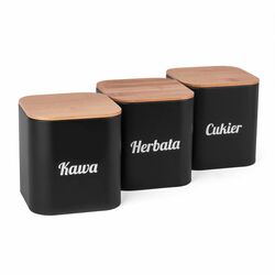 Komplet 3 pojemników Tadar Talon Kawa Herbata Cukier 11,5 x 12,3 cm czarne