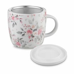 Kubek porcelanowy z zaparzaczem nierdzewnym Tadar Różyczki 320 ml