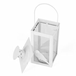 Lampion metalowy Tadar Bird 7,5 x 7,5 x 18 cm biały