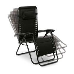 Leżak ogrodowy plażowy grawitacyjny Tadar Black 63 x 160 x 80 cm