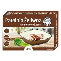 Patelnia żeliwna KonigHOFFER 26 cm kwadratowa, brązowa