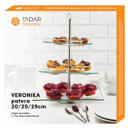 Patera szklana Tadar Veronika 20/25/29 cm kwadratowa trzypoziomowa