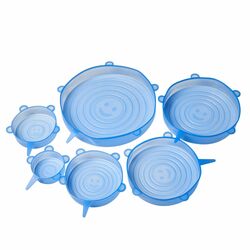 Pokrywki silikonowe Tadar Silico 20 cm 15,5 cm 13,5 cm 11 cm 9 cm 6,5 cm niebieskie