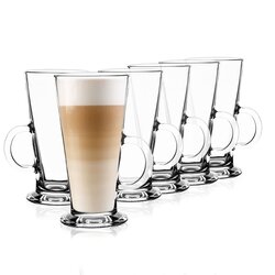 Zestaw 6 szklanek Tadar Caffee Latte 250 ml i 6 złotych łyżeczek koktajlowych