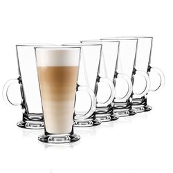 Zestaw 6 szklanek Tadar Caffee Latte 250 ml i elektryczny spieniacz do mleka