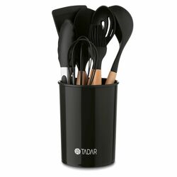 Zestaw 7 przyborów kuchennych w stojaku Tadar Silico Pemi czarny