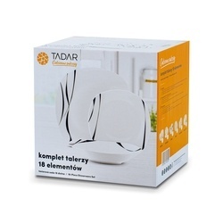 Zestaw kwadratowych talerzy porcelanowych Tadar Saxo 18 elementów