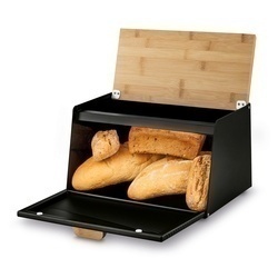 Chlebak stalowy Tadar Skandi Wood 20,5 x 35,5 x 21,5 cm czarny