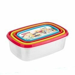 Komplet 4 pojemników prostokątnych Plastic Forte mix kolorów