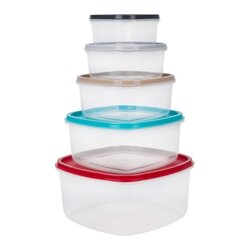 Komplet 5 pojemników kwadratowych Plastic Forte mix kolorów