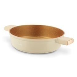 Patelnia krótkie uchwyty z pokrywką Starke Pro Starlet Beige 28x8 cm