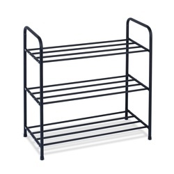 Regał na buty stalowy Konighoffer Arco 63 x 28 x 61 cm 3 poziomy czarny