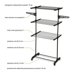 Suszarka na pranie pionowa Konighoffer 76 x 55 x 155 cm czarna