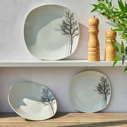 Zestaw kwadratowych talerzy porcelanowych Tadar Zima 18 elementów