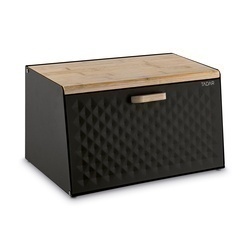 Chlebak stalowy Tadar Geometric Wood 35,5 x 21,5 x 20 cm czarny